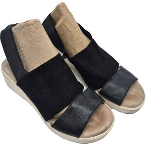 Johnston & Murphy Cassandra Platform Sandals Black Suede White Sole Women's 6.5M